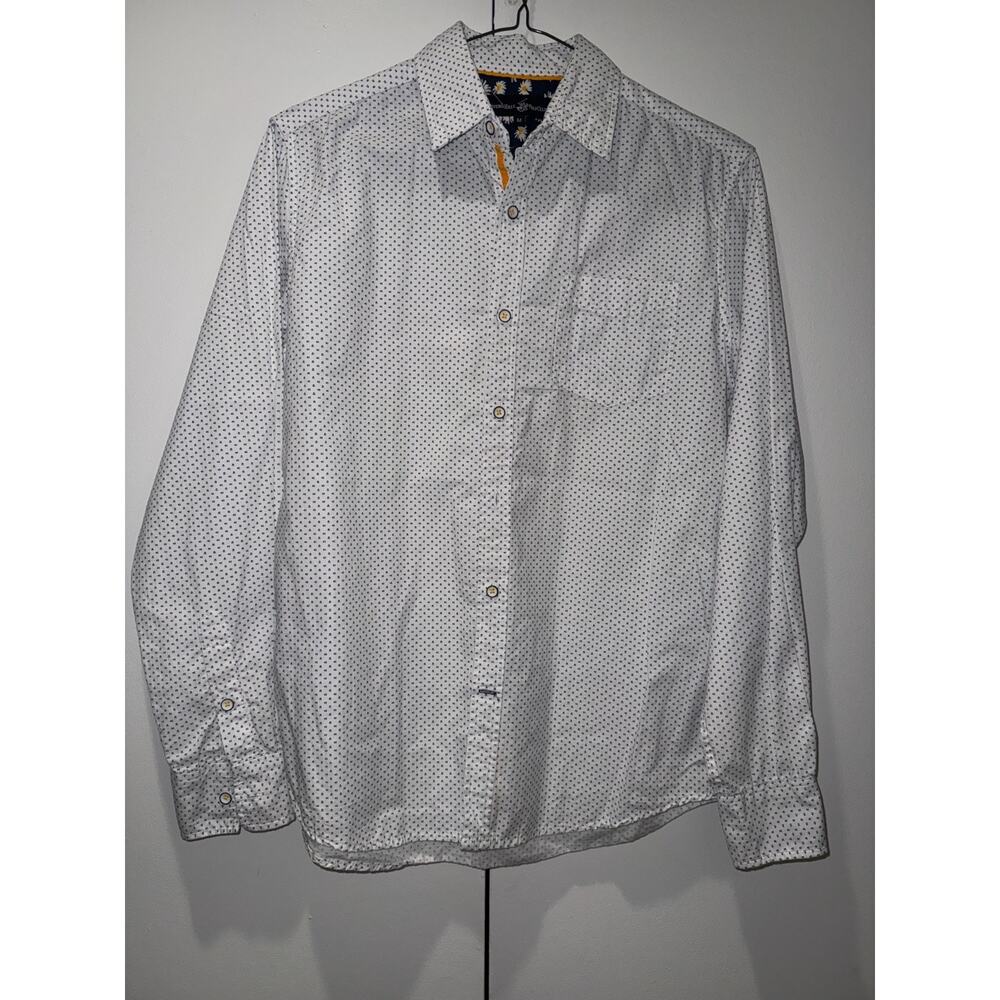 Beverly Hills Polo Club Men S size White Blue Geometric Print 100% cotton